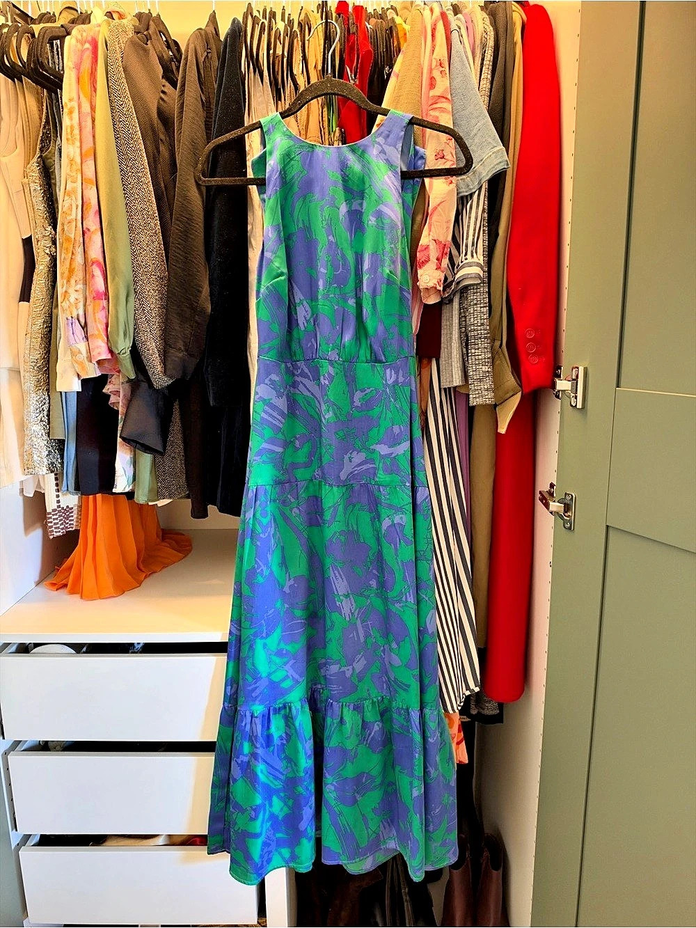 Sam Edelman Abstract Maxi Dress in Blue & Green Like New